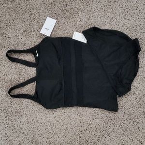 NIKE Athletic V-Back 2-Piece Swimsuit Set Tankini Top & Bikini Bottom - Black